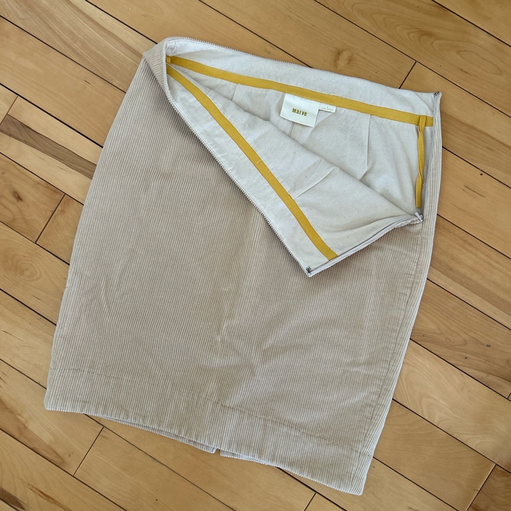 Maeve Light Beige Corduroy Pencil Skirt